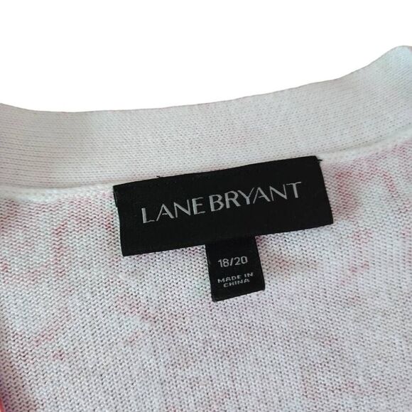 Lane Bryant Cardigan Sweater Women's‎ Size 18/20 Pink White Stretch Long Sleeve - Picture 4 of 6